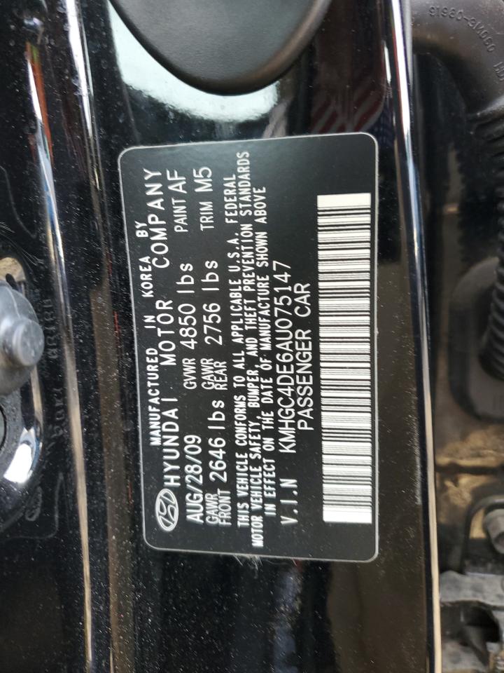 2010 Hyundai Genesis 3.8L VIN: KMHGC4DE6AU075147 Lot: 88168325