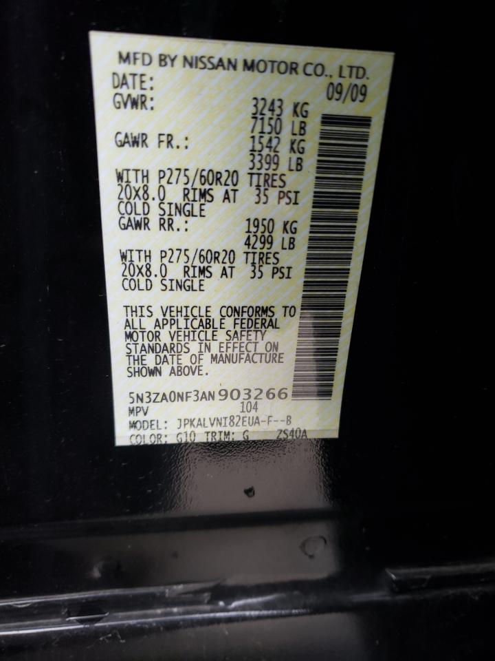 2010 Infiniti Qx56 VIN: 5N3ZA0NF3AN903266 Lot: 48996175