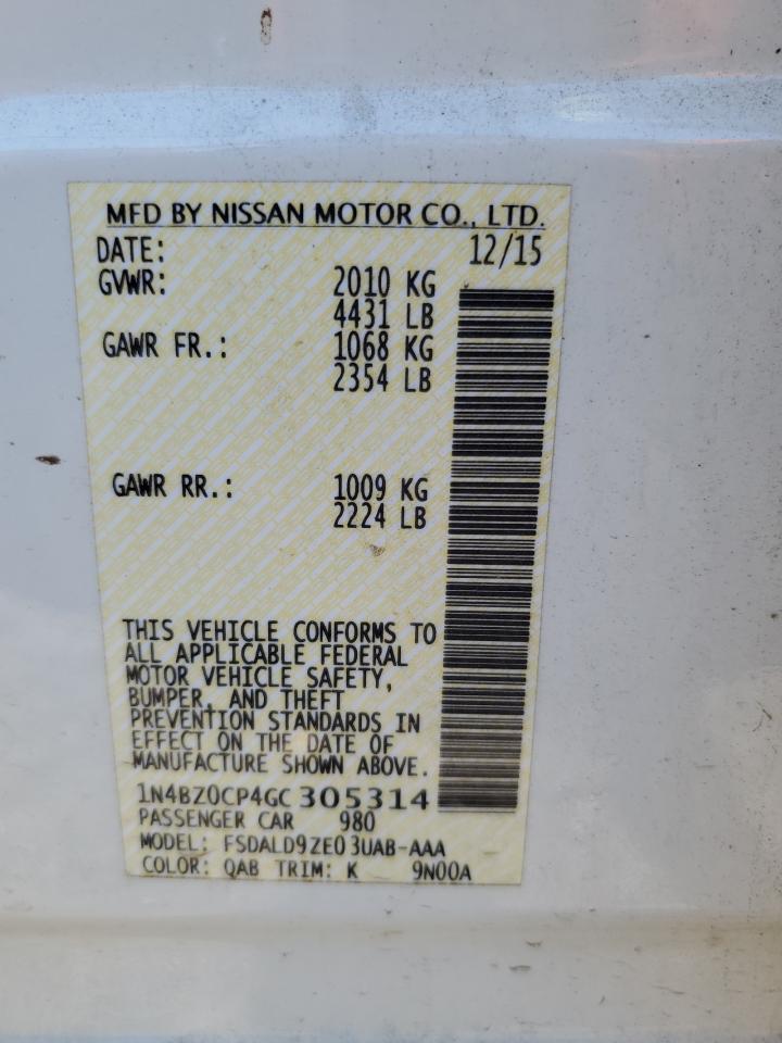 VIN 1N4BZ0CP4GC305314 2016 NISSAN LEAF no.12