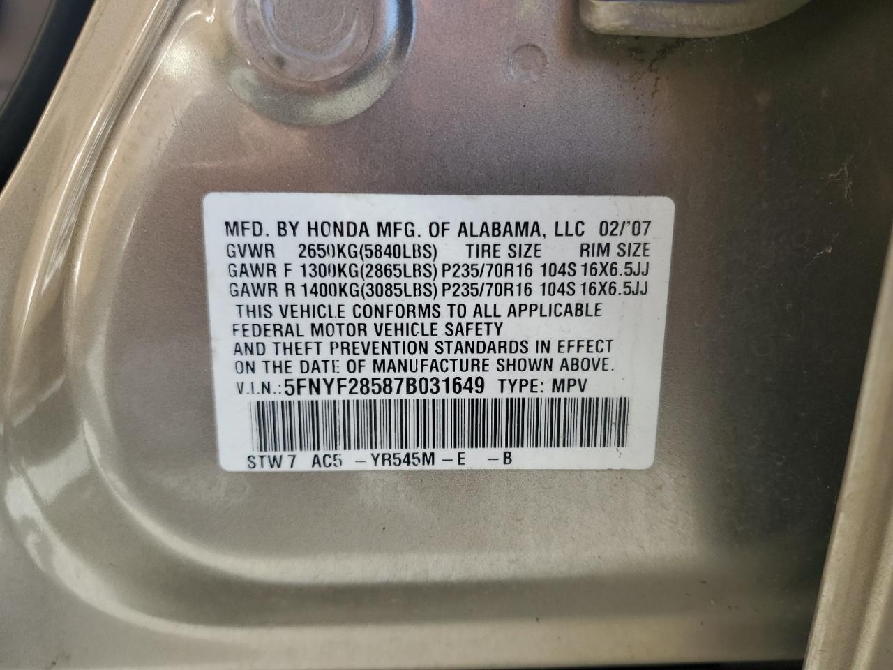 2007 Honda Pilot - Image 15