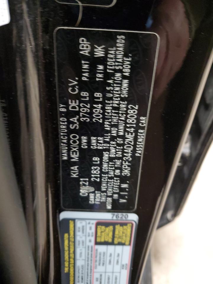 2021 Kia Forte Gt Line VIN: 3KPF34AD2ME418082 Lot: 88121055