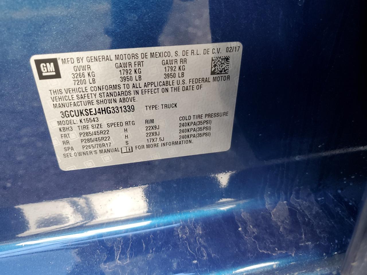 2017 Chevrolet Silverado K1500 Ltz VIN: 3GCUKSEJ4HG331339 Lot: 65626345