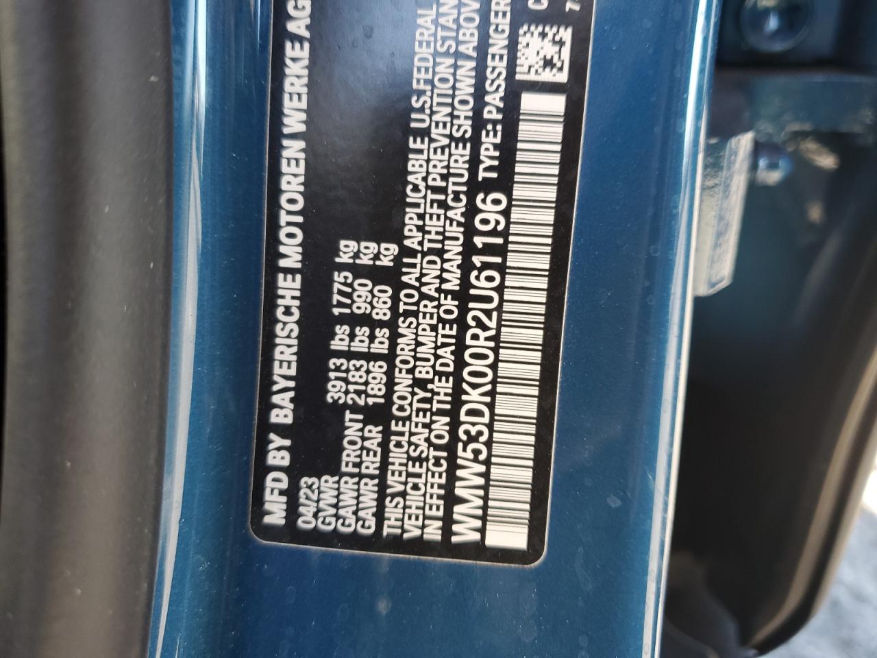 2024 Mini Cooper S VIN: U61196 Lot: 42055335