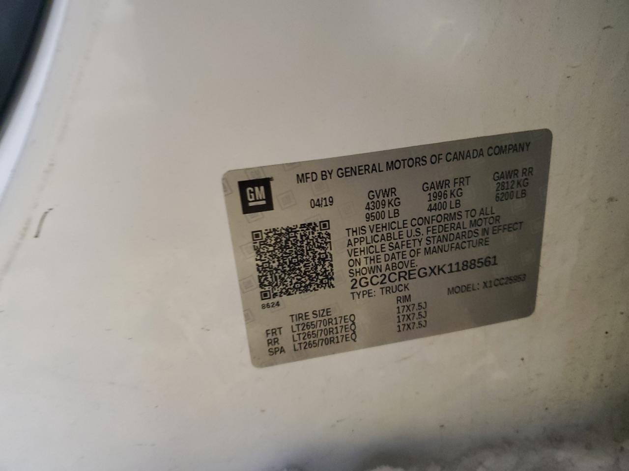 2019 Chevrolet Silverado C2500 Heavy Duty VIN: 2GC2CREGXK1188561 Lot: 86905184