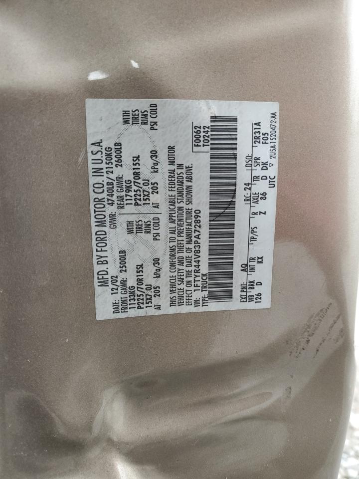 2003 Ford Ranger Super Cab VIN: 1FTYR44V83PA72890 Lot: 87647315