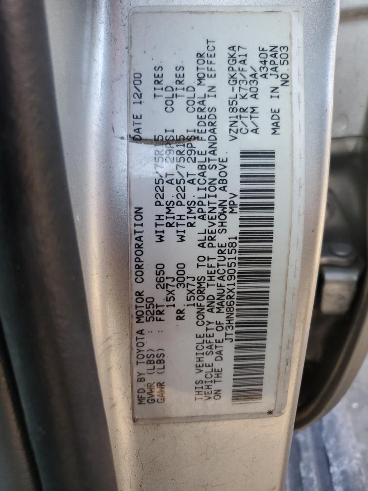 2001 Toyota 4Runner Sr5 VIN: JT3HN86RX19051581 Lot: 89094275