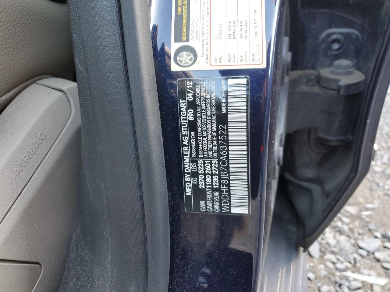 2012 Mercedes-Benz E 350 4Matic VIN: WDDHF8JB7CA637522 Lot: 88870755