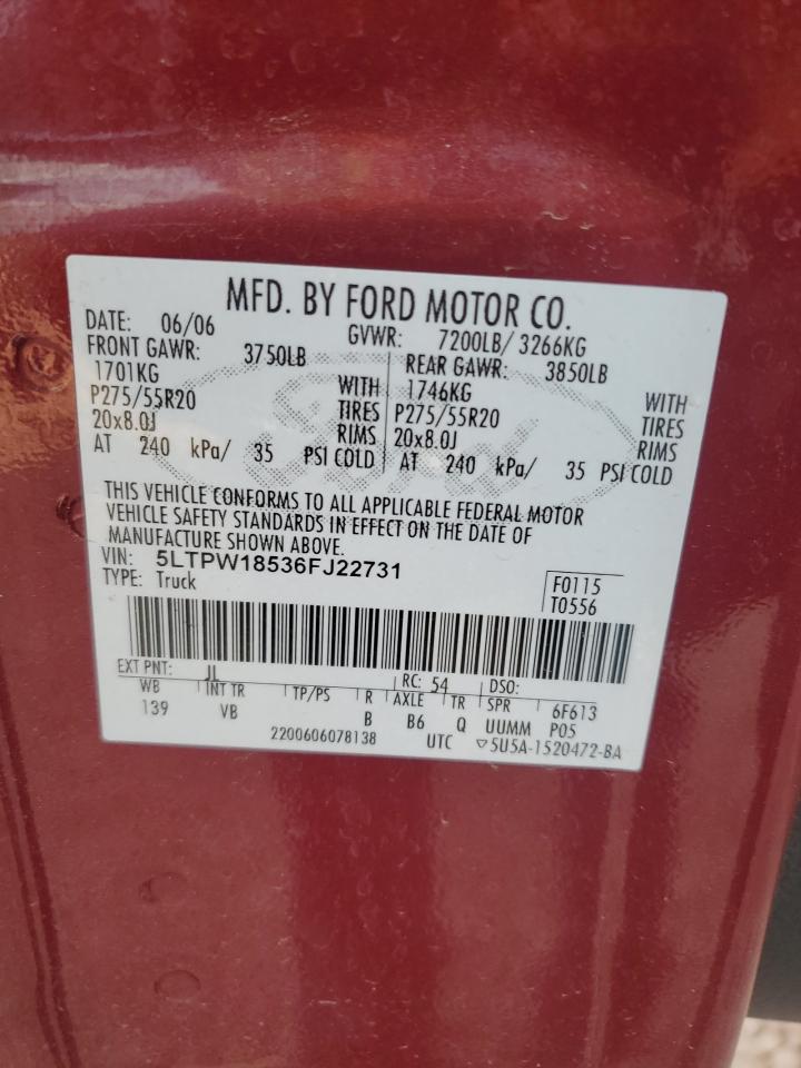 2006 Lincoln Mark Lt VIN: 5LTPW18536FJ22731 Lot: 43052055