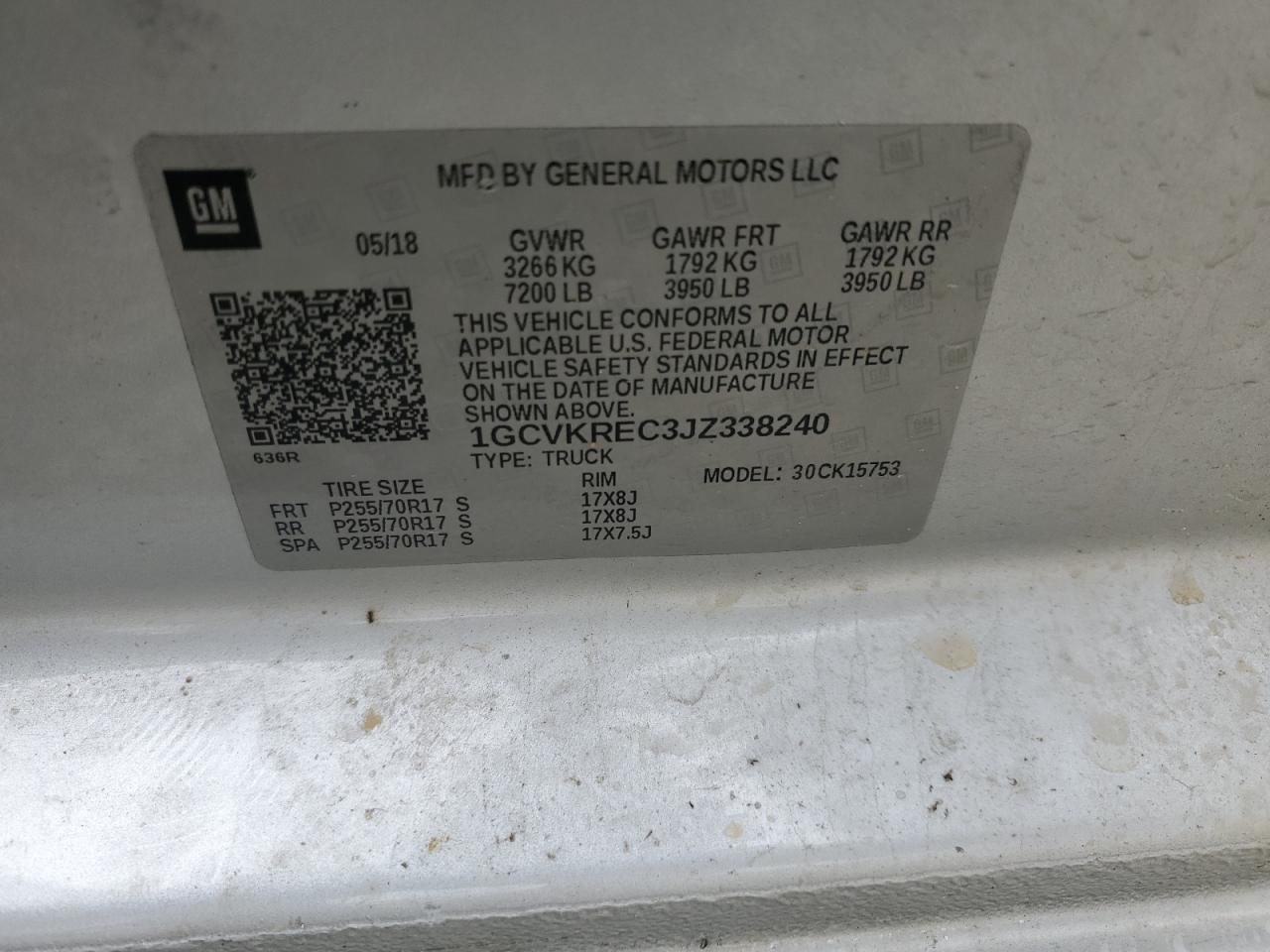 2018 Chevrolet Silverado K1500 Lt VIN: 1GCVKREC3JZ338240 Lot: 87481584