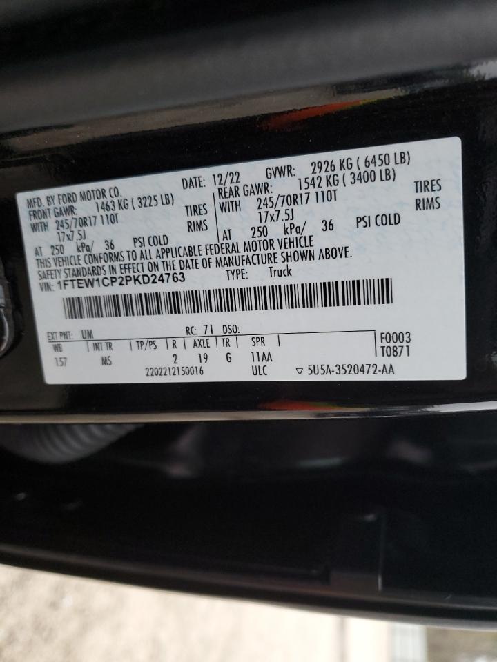 2023 Ford F150 Supercrew VIN: 1FTEW1CP2PKD24763 Lot: 87721325