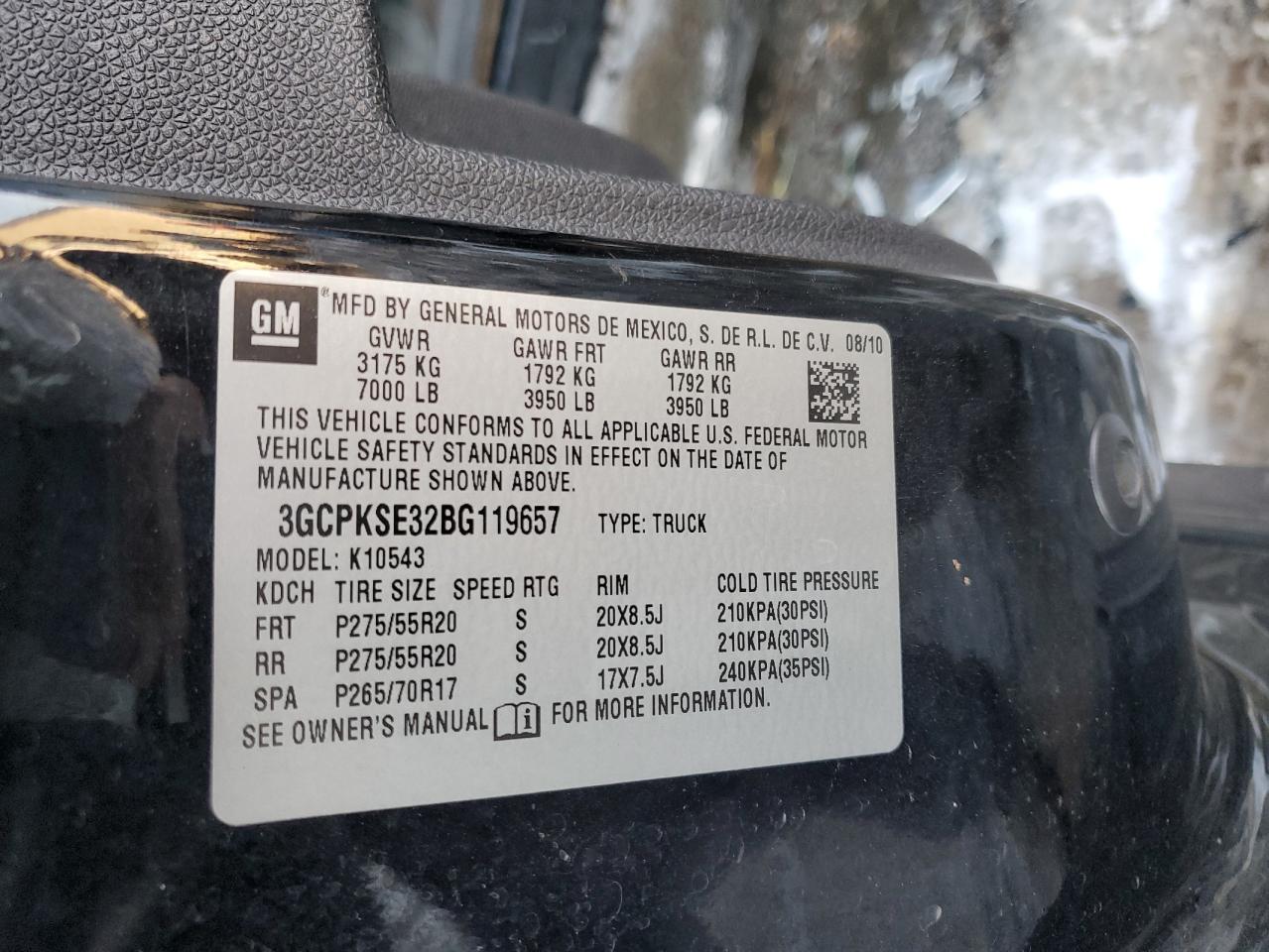 2011 Chevrolet Silverado K1500 Lt VIN: 3GCPKSE32BG119657 Lot: 87889635