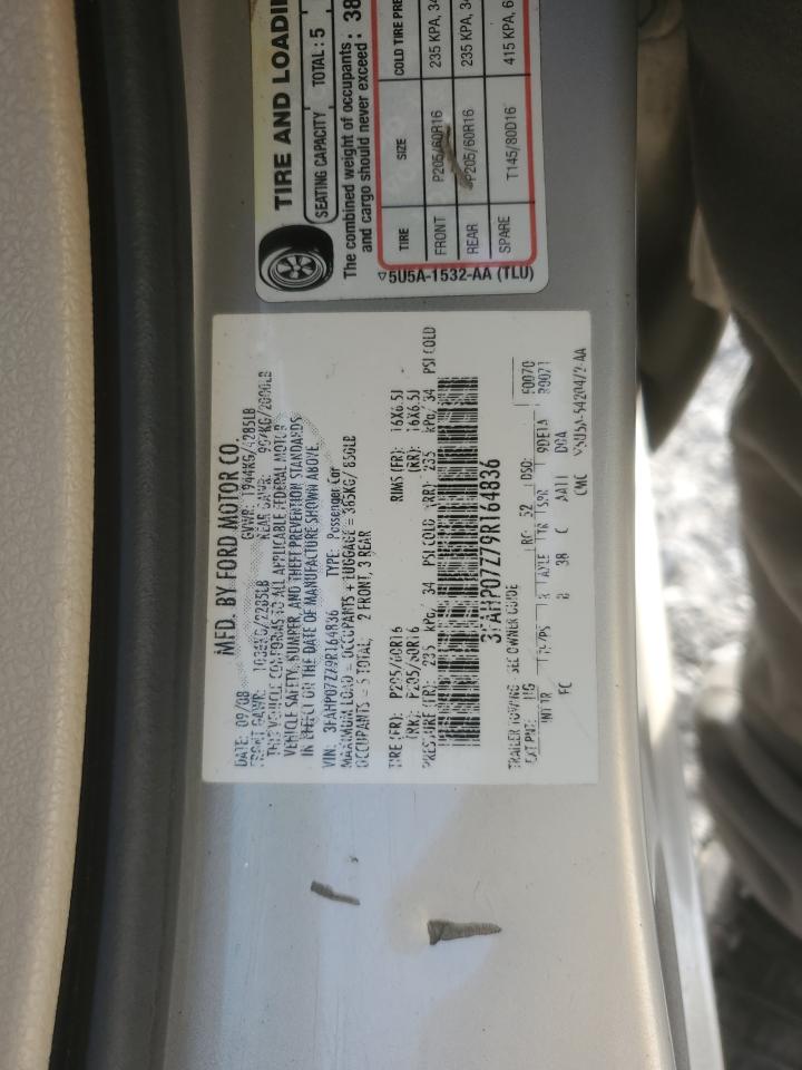 2009 Ford Fusion Se VIN: 3FAHP07Z79R164836 Lot: 53387915