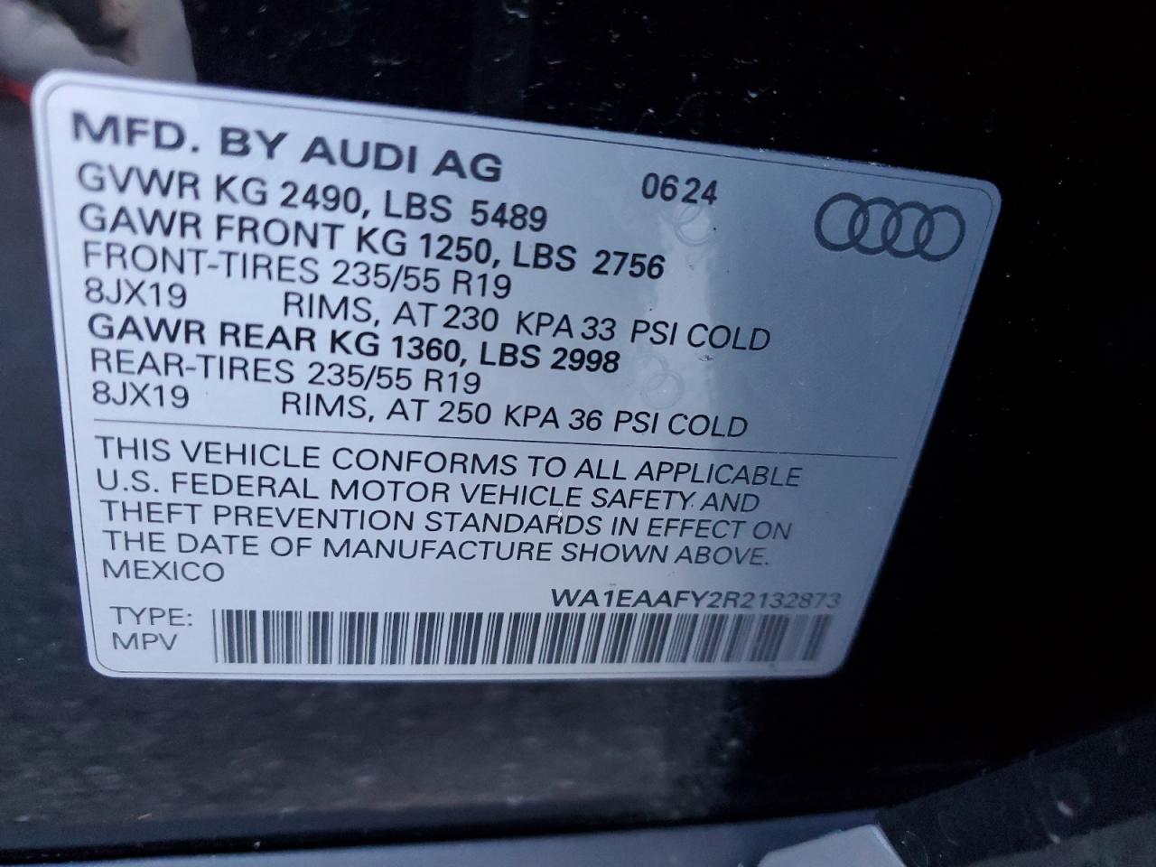 VIN WA1EAAFY2R2132873 2024 AUDI Q5 no.14