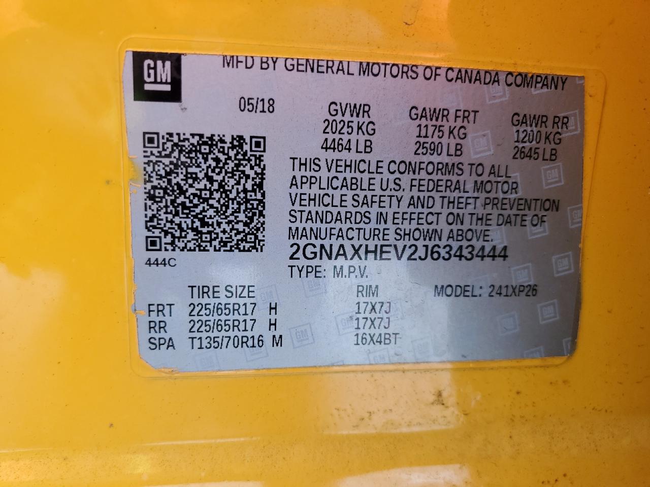 2018 Chevrolet Equinox Ls VIN: 2GNAXTEV2J6343444 Lot: 89127845