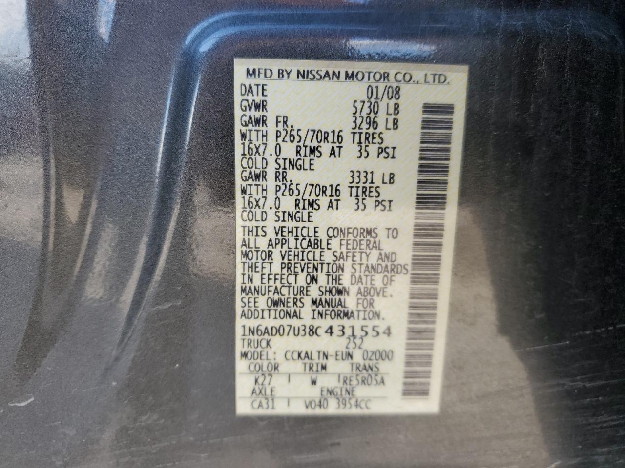 2008 Nissan Navara (Frontier) - Image 12