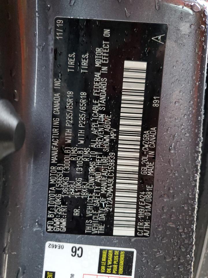 2020 Lexus Rx 350 Base VIN: 2T2AZMAA9LC159839 Lot: 43204485