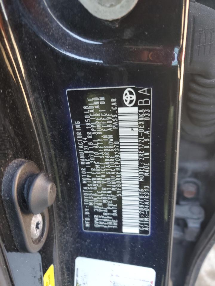 2014 Toyota Corolla L VIN: 5YFBURHE9EP092370 Lot: 42625275