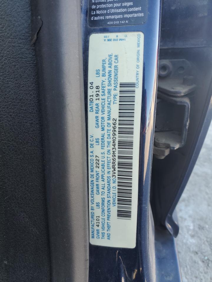 2004 Volkswagen Jetta Gl Tdi VIN: 3VWRR69M34M099662 Lot: 46425565