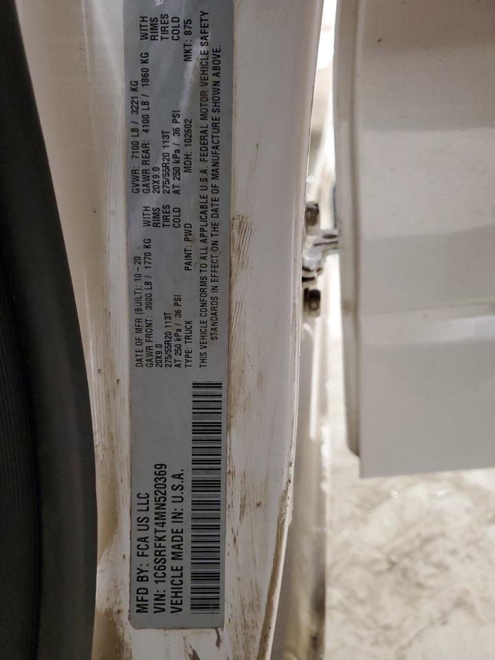 2021 Ram 1500 Longhorn VIN: 1C6SRFKT4MN520369 Lot: 88340985