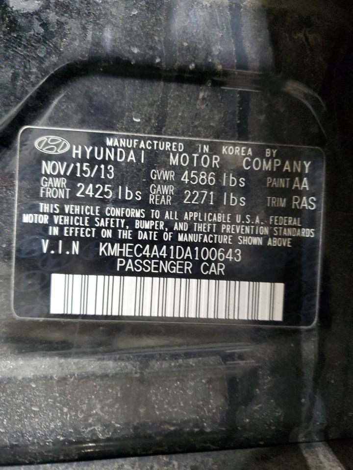 2013 Hyundai Sonata Hybrid VIN: KMHEC4A41DA100643 Lot: 87720555