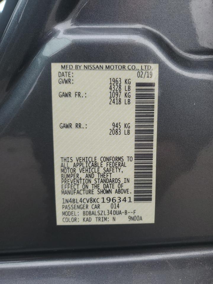 1N4BL4CV8KC196341 NISSAN ALTIMA 2019