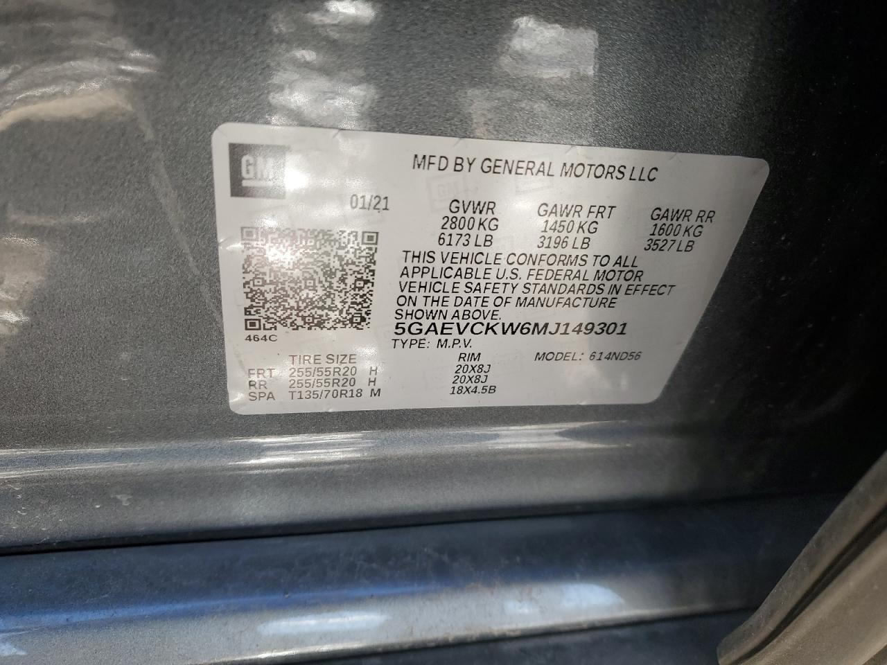 2021 Buick Enclave Avenir VIN: 5GAEVCKW6MJ149301 Lot: 43594795