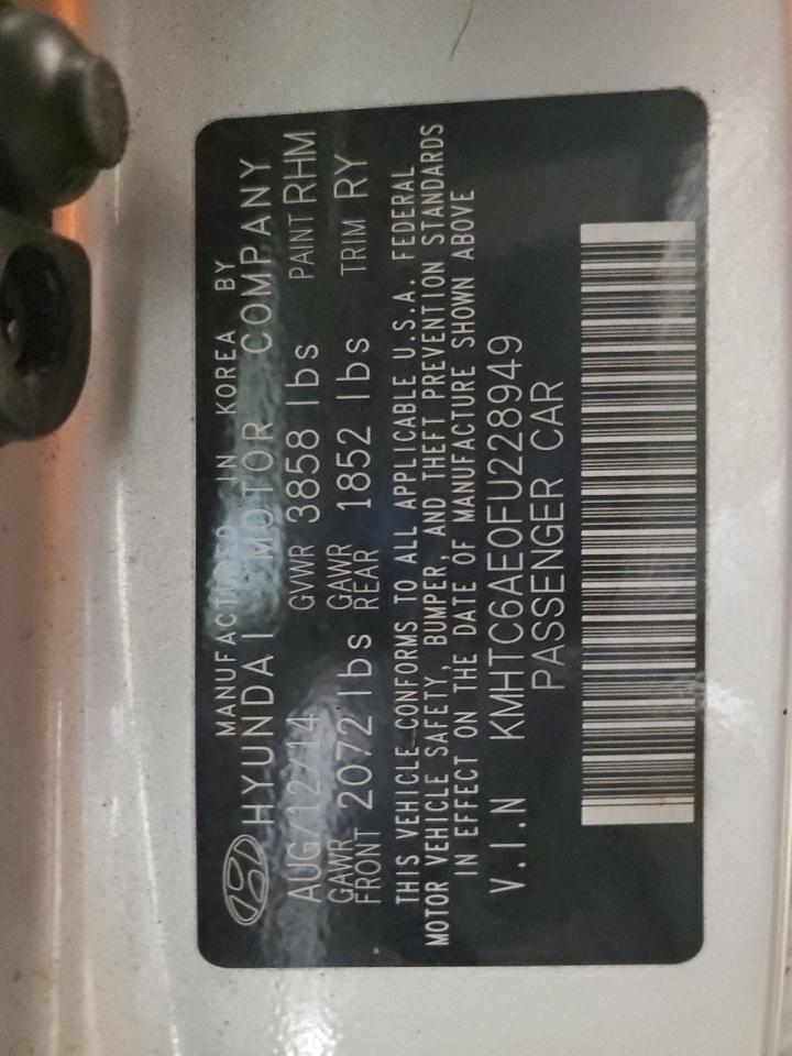 2015 Hyundai Veloster Turbo VIN: KMHTC6AE0FU228949 Lot: 71609415