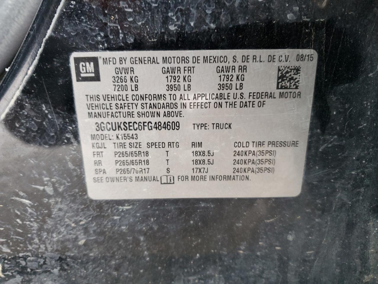 VIN 3GCUKSEC6FG484609 2015 CHEVROLET ALL Models no.12