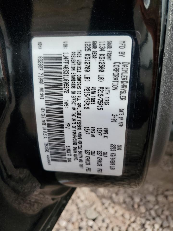 2001 Jeep Cherokee Sport VIN: 1J4FF48S31L609972 Lot: 41519305