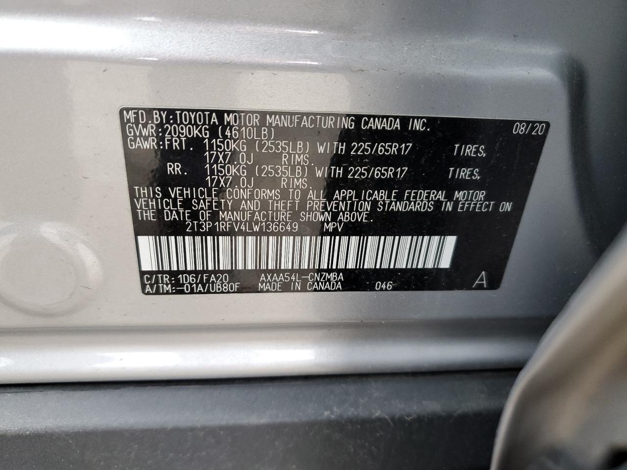 2T3P1RFV4LW136649 2020 TOYOTA RAV 4 - Image 13