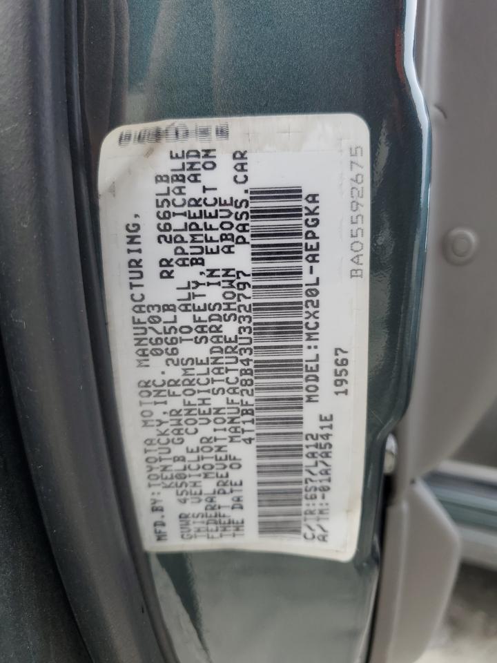 2003 Toyota Avalon Xl VIN: 4T1BF28B43U332797 Lot: 42299755
