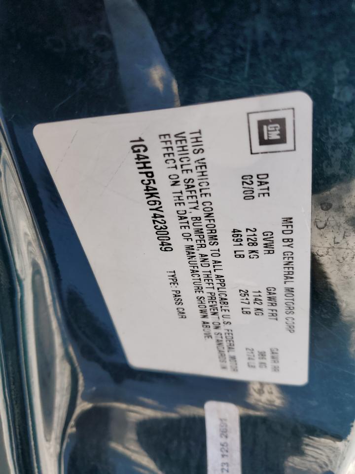 2000 Buick Lesabre Custom VIN: 1G4HP54K6Y4230049 Lot: 41663085