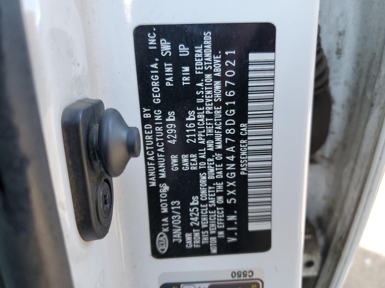 2013 Kia Optima Ex VIN: 5XXGN4A78DG167021 Lot: 88470485