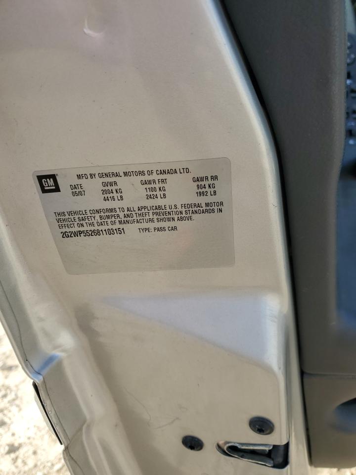 2008 Pontiac Grand Prix VIN: 2G2WP552681103151 Lot: 87473314