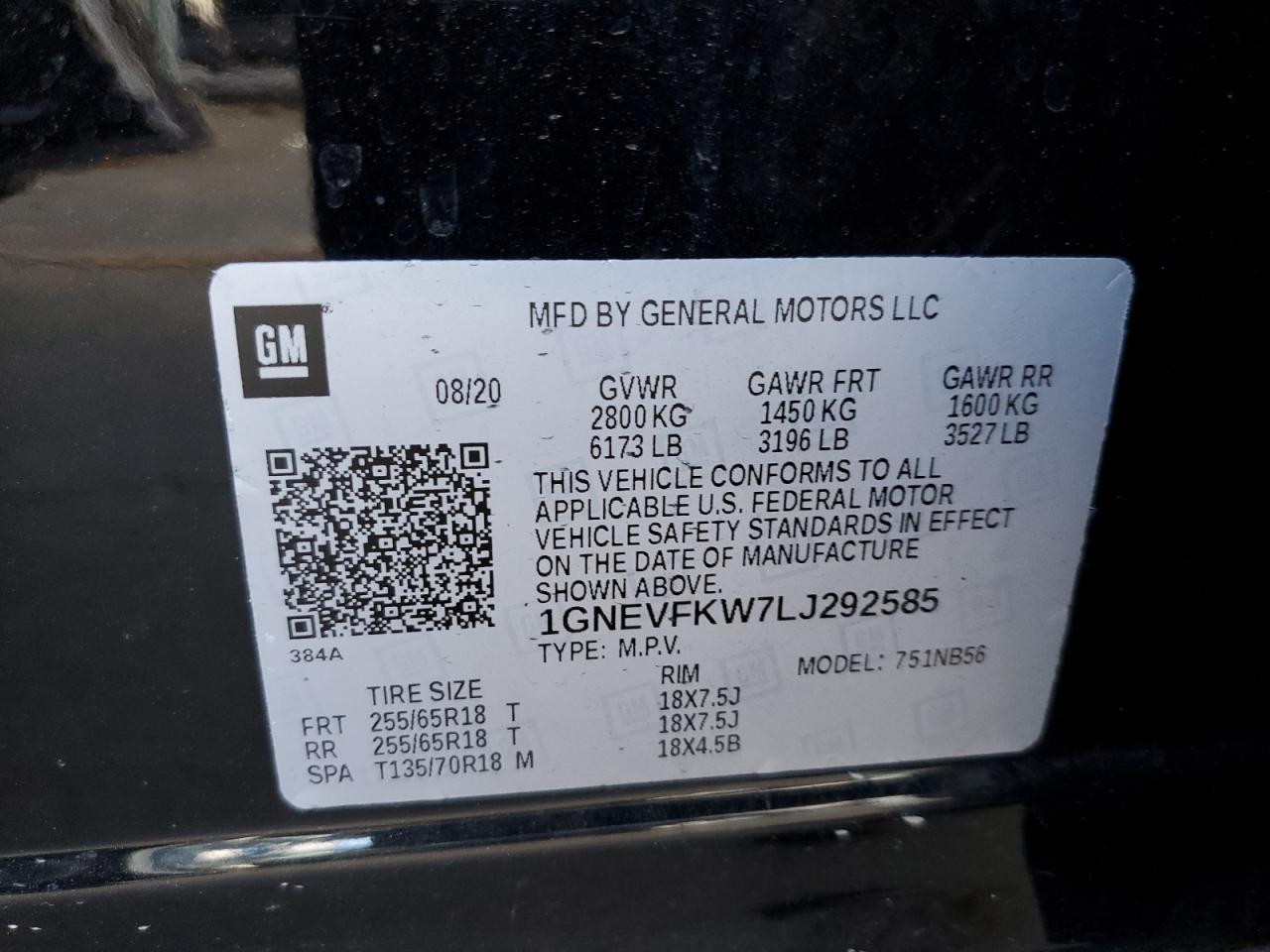 2020 Chevrolet Traverse Ls VIN: 1GNEVFKW7LJ292585 Lot: 42637505