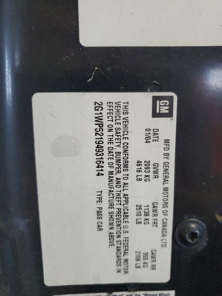 2004 Chevrolet Impala Ss VIN: 2G1WP521949316414 Lot: 88425605