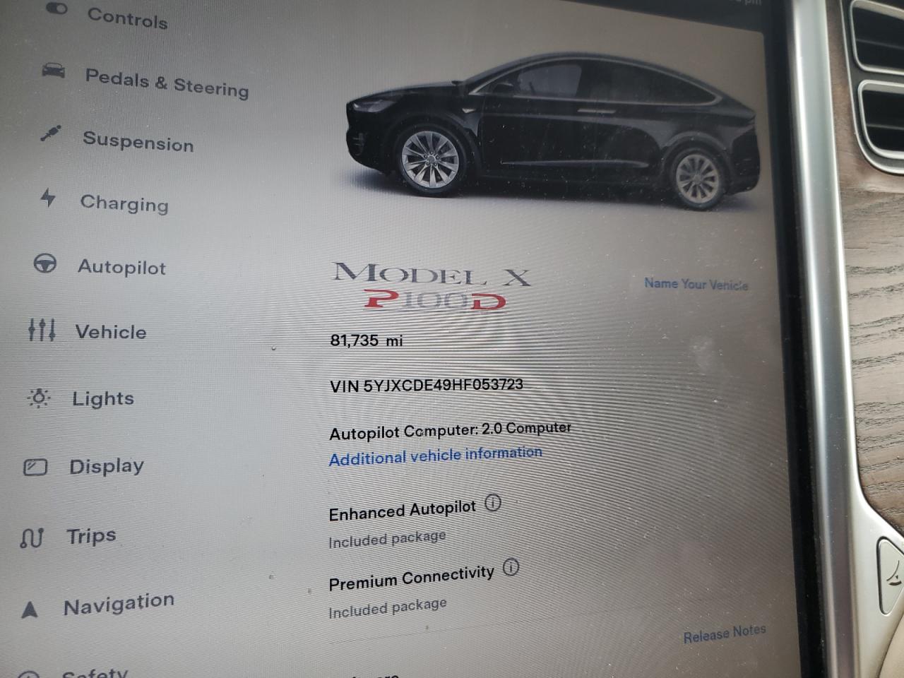 VIN 5YJXCDE49HF053723 2017 TESLA MODEL X no.9