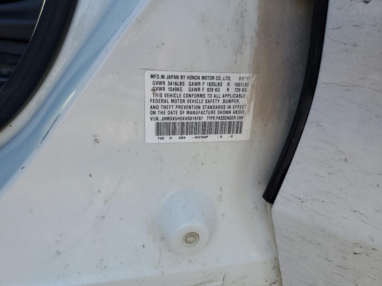 2017 Honda Fit Lx VIN: JHMGK5H5XHS019787 Lot: 87907455