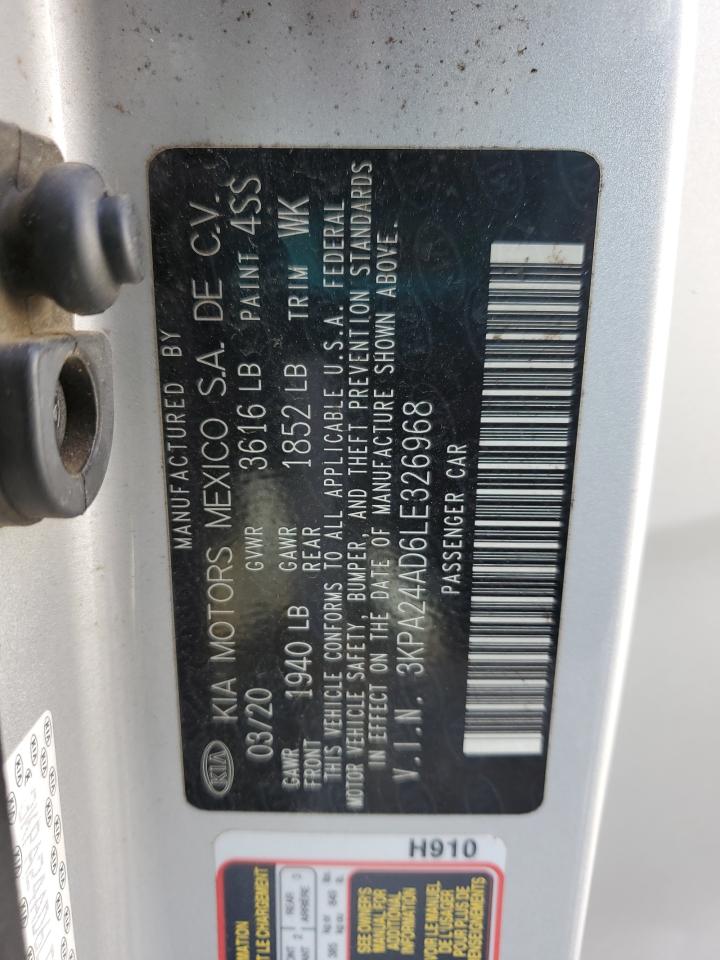 2020 Kia Rio Lx VIN: 3KPA24AD6LE326968 Lot: 41447265