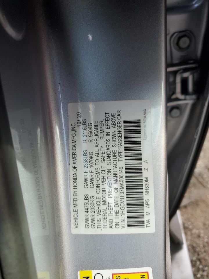 VIN 1HGCV1F37MA008149 2021 HONDA ACCORD no.12