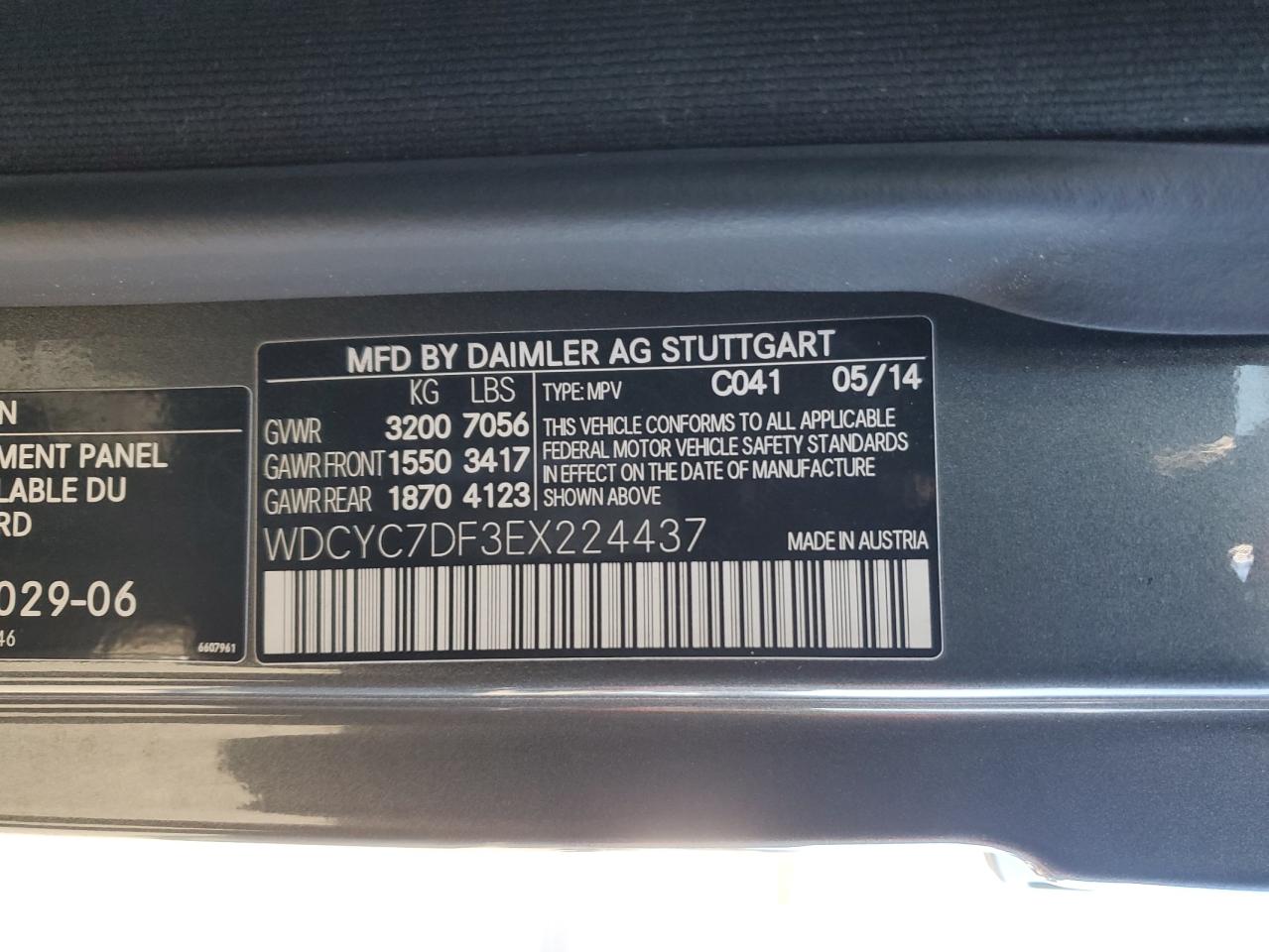 VIN WDCYC7DF3EX224437 2014 MERCEDES-BENZ G-CLASS no.13