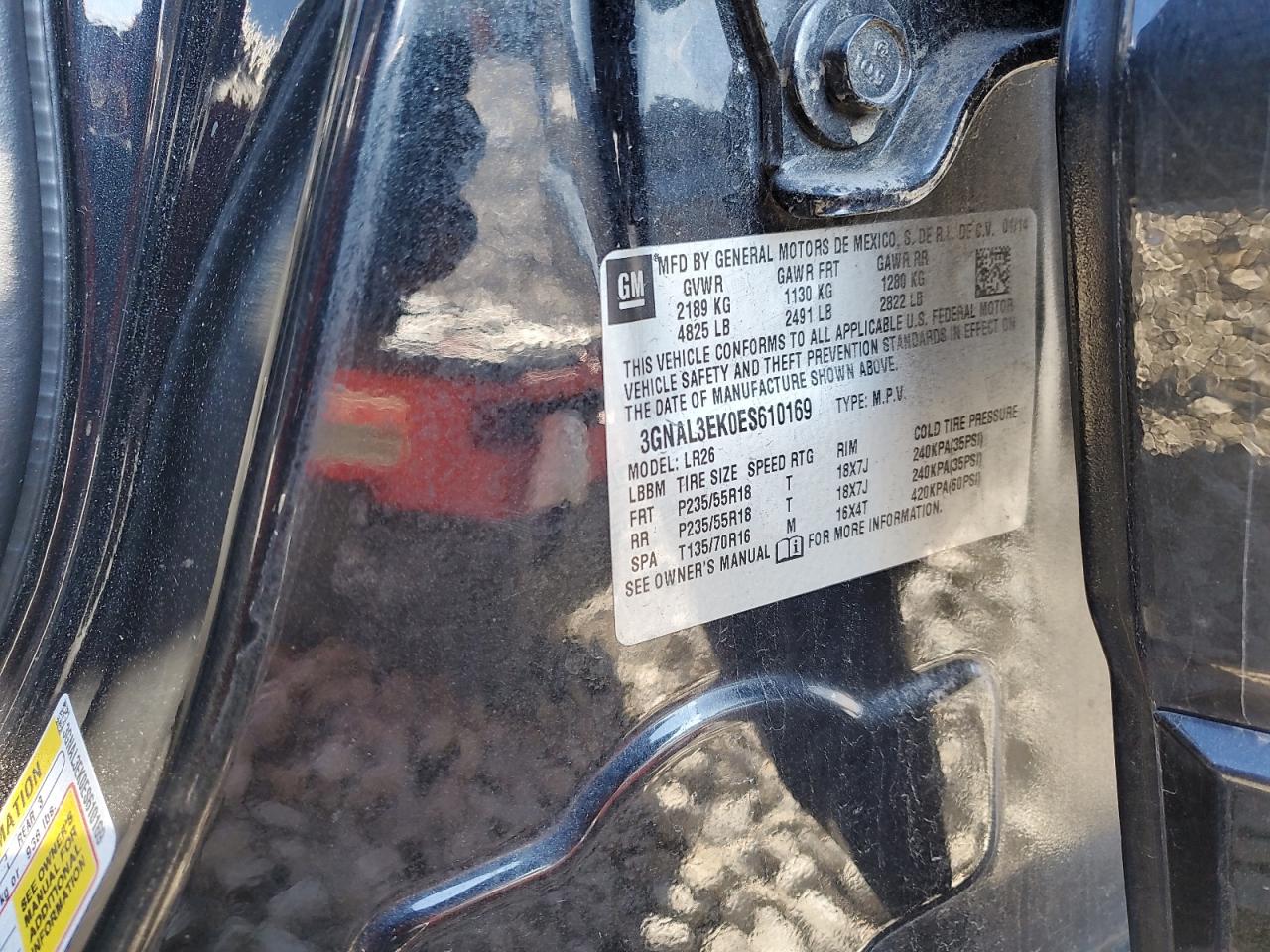 2014 Chevrolet Captiva Lt VIN: 3GNAL3EK0ES610169 Lot: 87378944