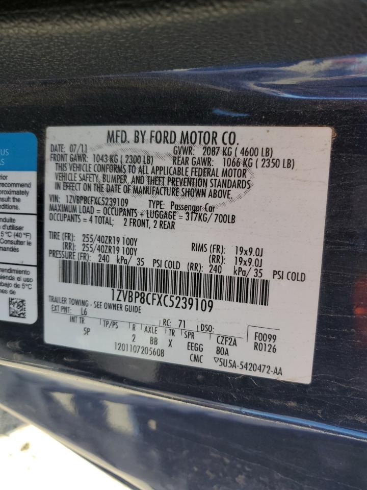 2012 Ford Mustang Gt VIN: 1ZVBP8CFXC5239109 Lot: 88271415