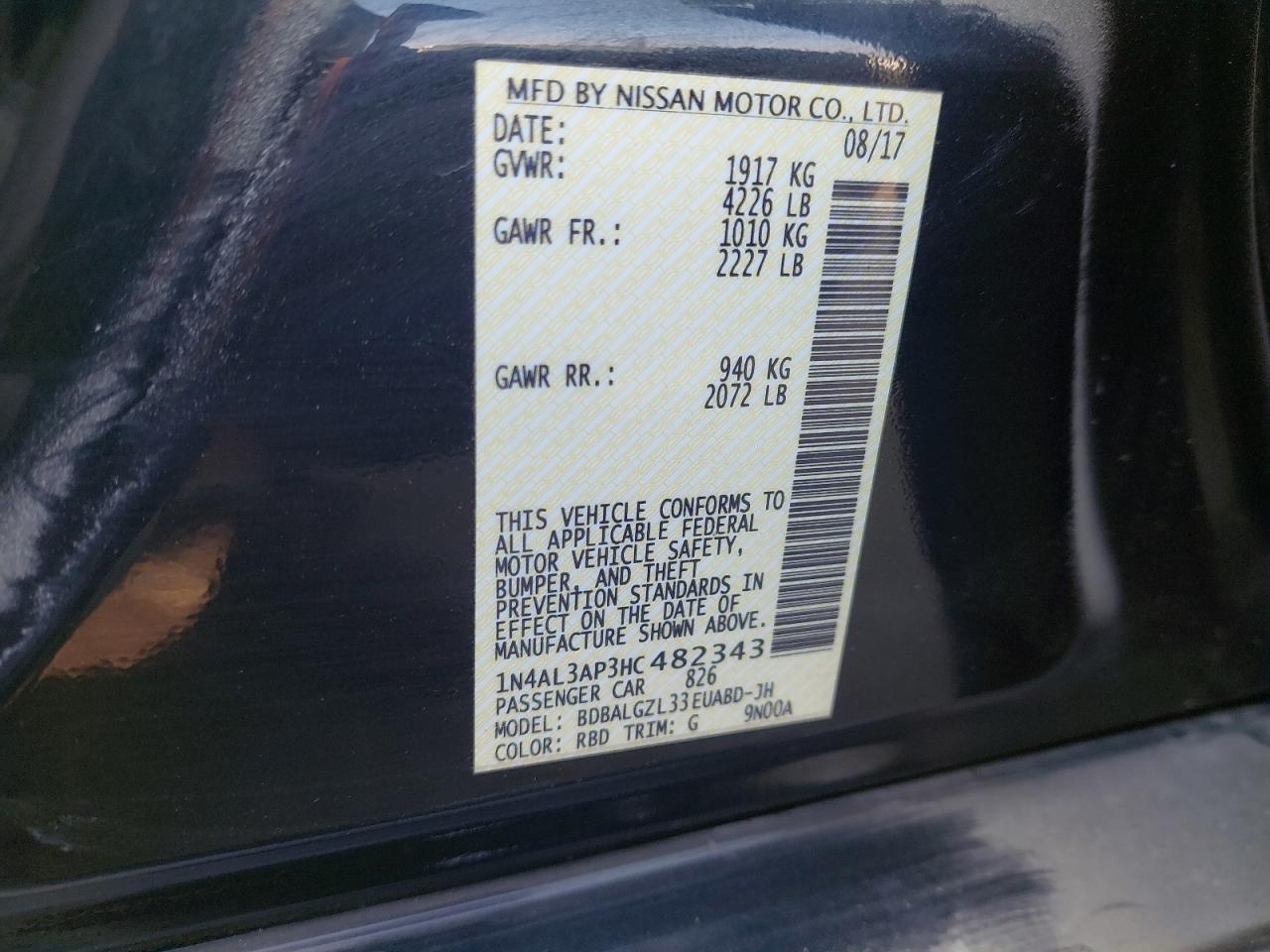 1N4AL3AP3HC482343 - 2017 Nissan Altima - #87517445
