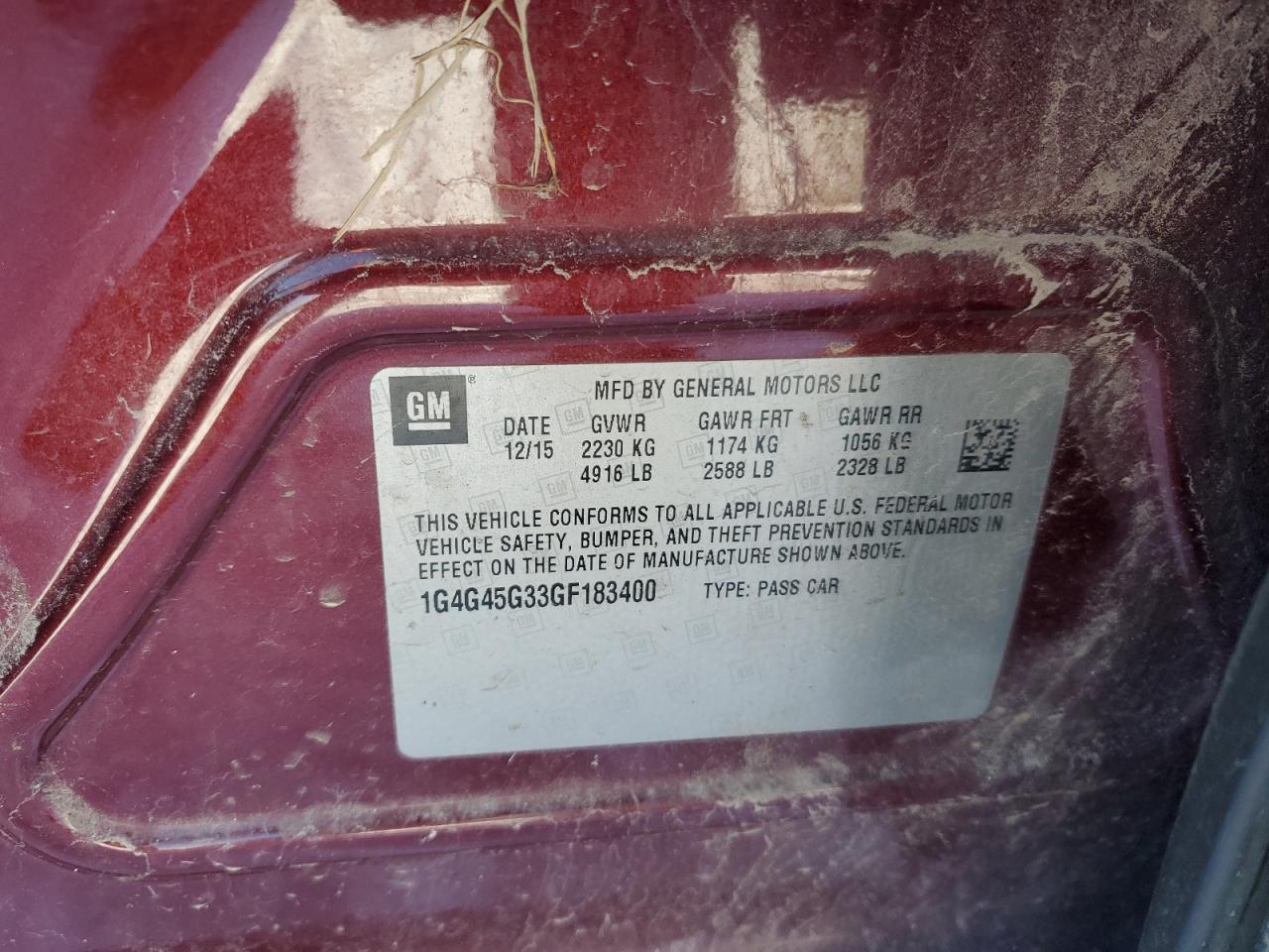 2016 Buick Lacrosse Sport Touring VIN: 1G4G45G33GF183400 Lot: 41443495