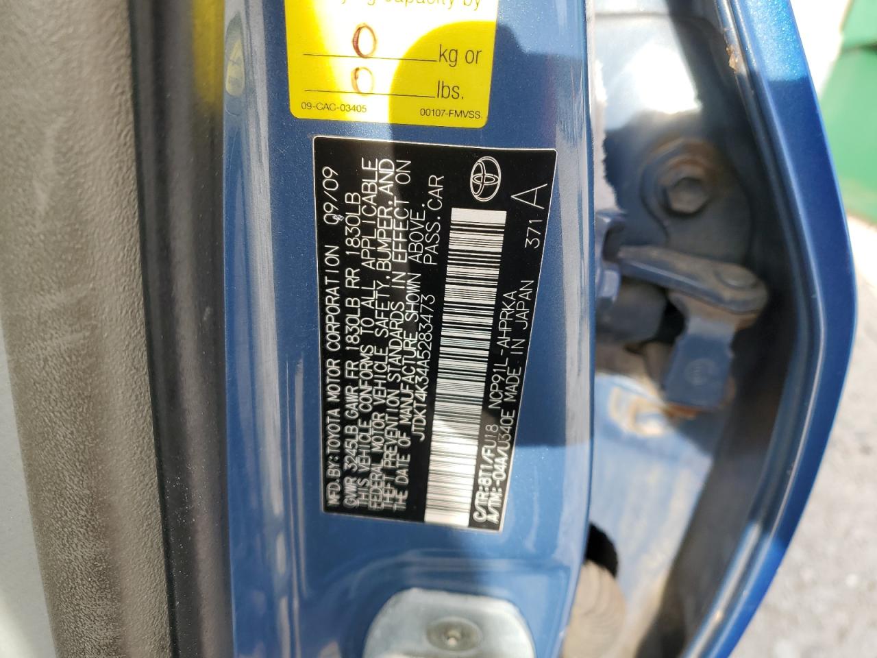 2010 Toyota Yaris VIN: JTDKT4K36A5318448 Lot: 86053024