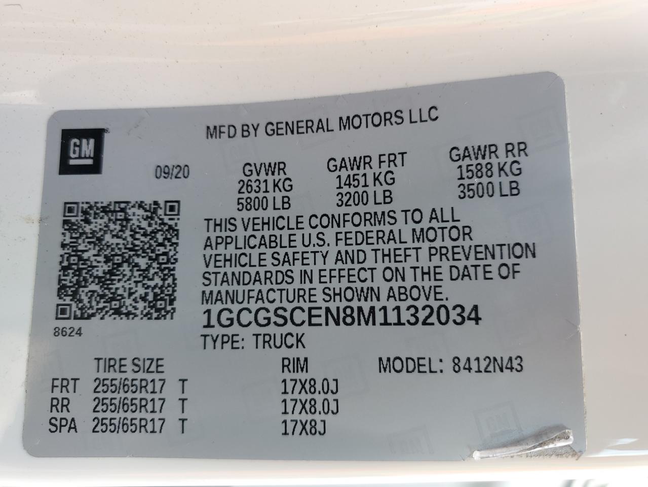 VIN 1GCGSCEN8M1132034 2021 CHEVROLET COLORADO no.12