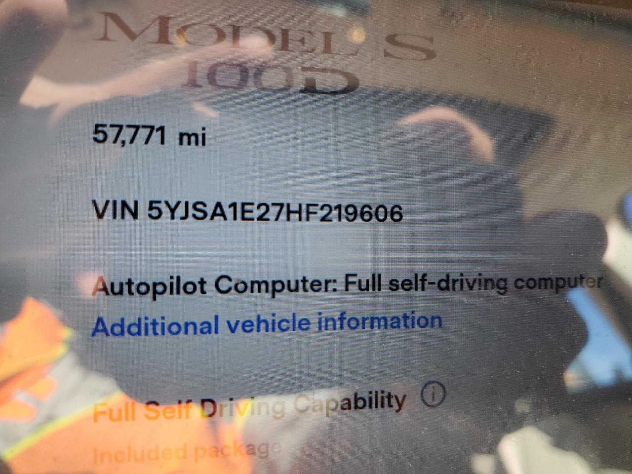 VIN 5YJSA1E27HF219606 2017 TESLA MODEL S no.9