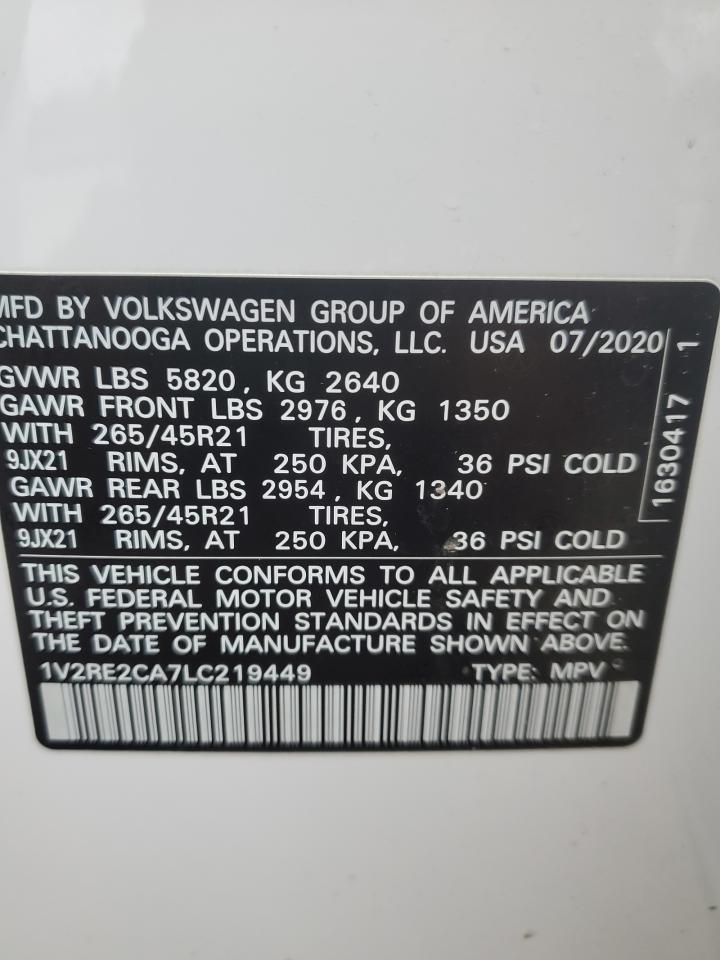 VIN 1V2RE2CA7LC219449 2020 VOLKSWAGEN ATLAS no.13