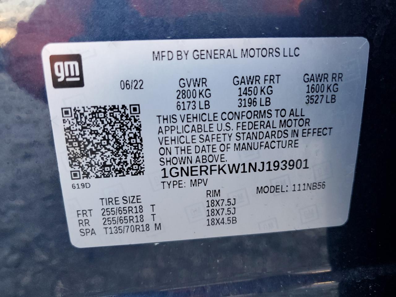 2022 Chevrolet Traverse Ls VIN: 1GNERFKW1NJ193901 Lot: 43088125